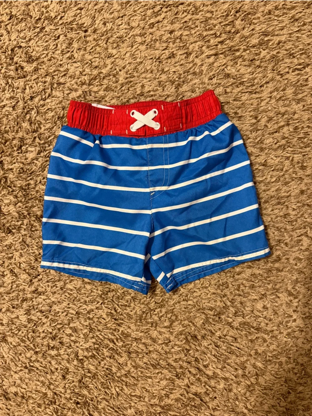 Cat & Jack Blue Striped Swim Trunks